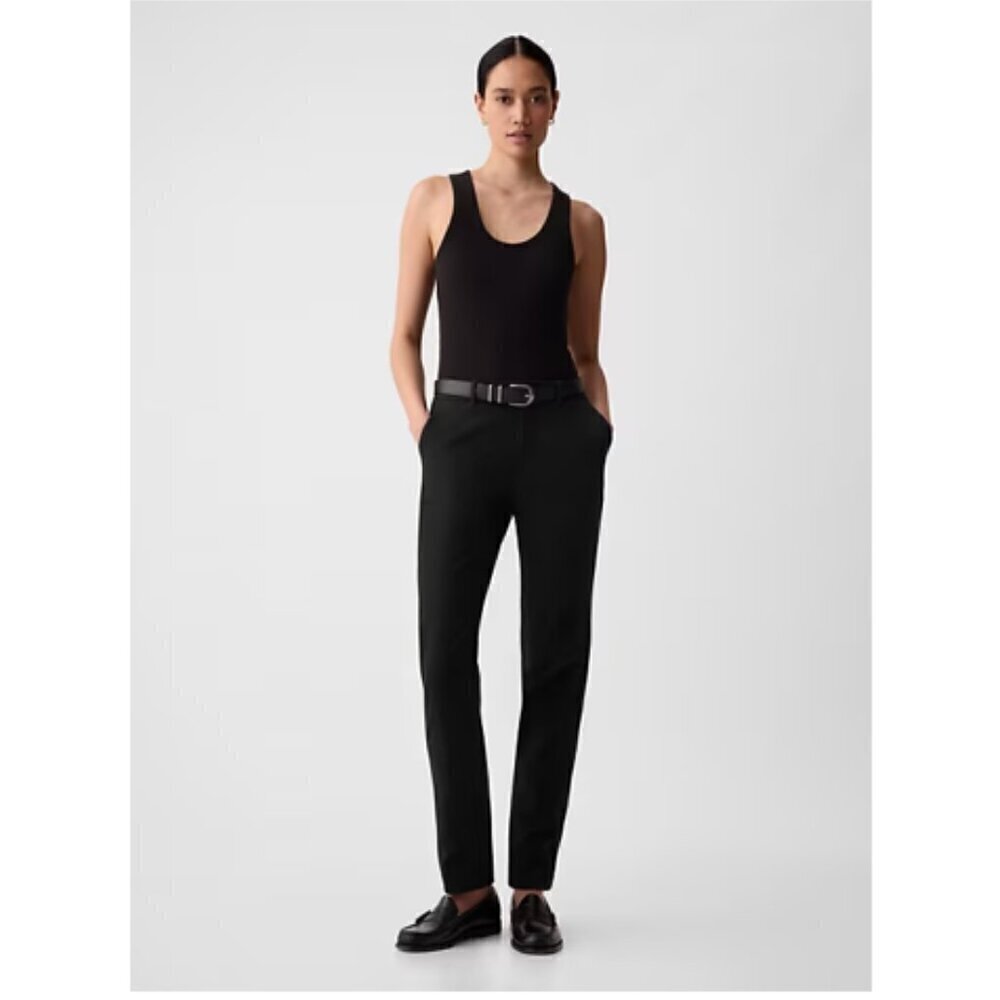GAP Mid Rise Slim Straight Ankle Cotton Stretch Pants Black 00 PETITE RT$70 NWT